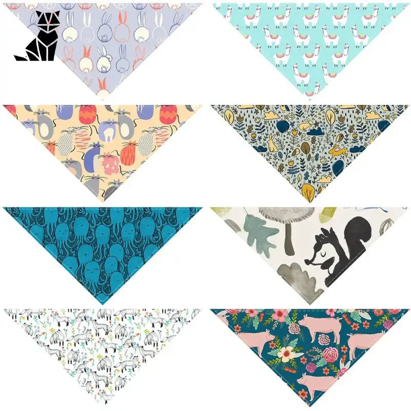 Lot de quatre bandanas ’Berger australien’ avec des motifs de petits bonheurs pour votre berger