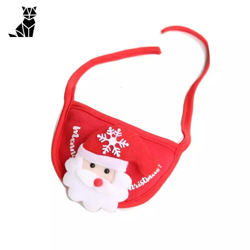 Chapeau de chat Festif Noël avec un sac rouge à motif de Père Noël blanc