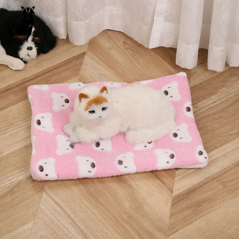 Les chats couchés sur une couverture rose bénéficient d’un confort optimal - Couverture en flanelle douce