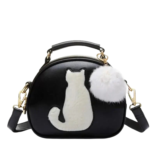 Sac à Main Chat: Un Accessoire Chic Et Audacieux! Noir Mat Transparent Background