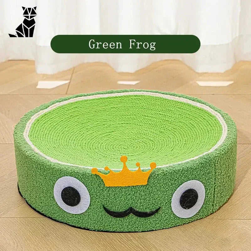 Tapis de grenouille verte avec couronne au sommet Chic poteau de grattage pour chat | Accessoire parfait pour animal de compagnie