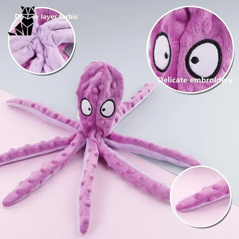 Peluche sonore Octopus peluche avec tête de pieuvre violette et mécanisme sonore