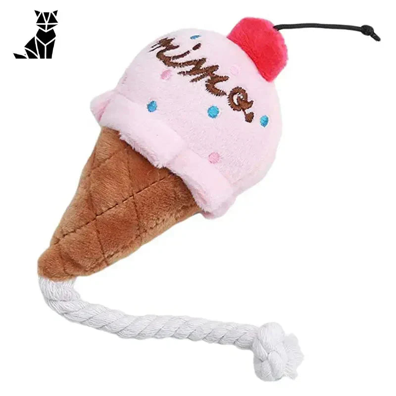 Jouet Squeaky Dog Toy aux couleurs vives - Sunflower Plush Ice Cream Cone avec chapeau rose