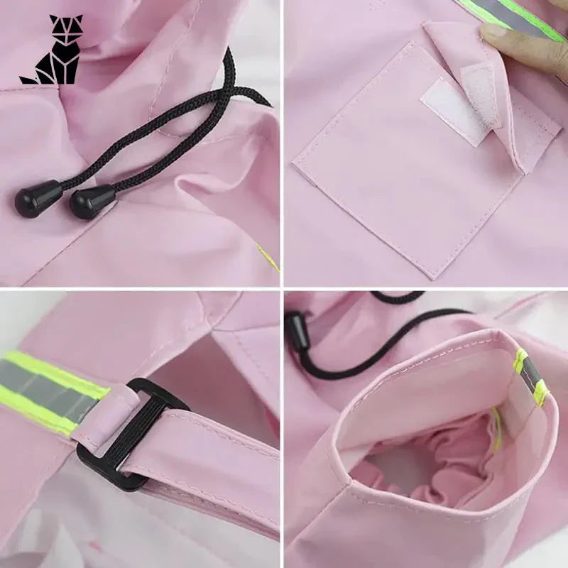 Manteau de pluie imperméable chic pour chiens en rose avec fermetures éclair noires et jaunes, tailles S-5XL