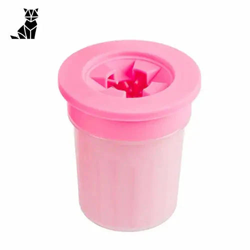 Nettoyeur de pattes de chien en silicone rose avec couvercle - doux gobelet en silicone pour nettoyer les pattes des animaux de compagnie