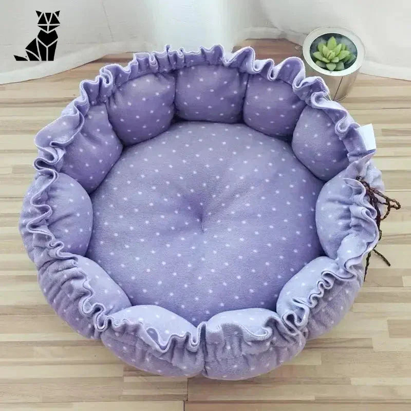 Nid douillet pour chat : Lit pour chien Supreme Comfort avec motif à pois violet offrant un confort suprême