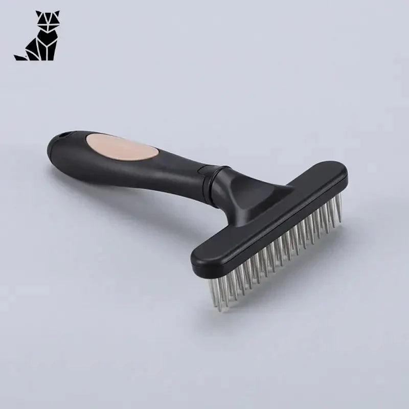 Double peigne anti-puces Nucleocrat : Brosse noire avec manche en bois, anti puces peigne