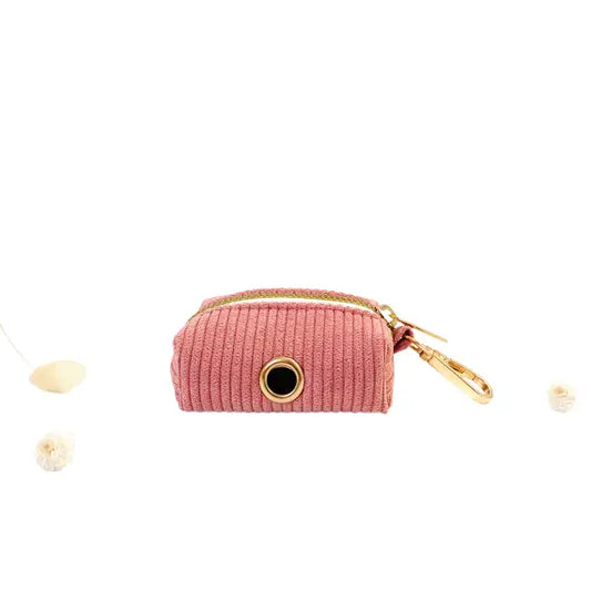 Pochette sac à crotte Velours Côtelé Corail Transparent Background