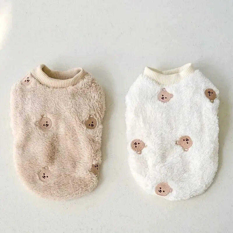 Pull ours polaire pour chiens : Adorable pull ourson blanc et beige pour animaux de compagnie