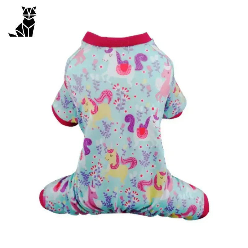 Pyjama en coton pour animaux de compagnie avec un chien en chemise à imprimé floral bleu et rose