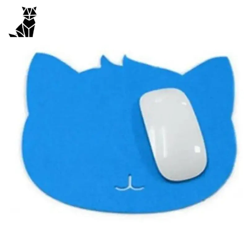 Tapis De Souris Chaton Espiègle Avec Petit Sourire Adorable - Bleu